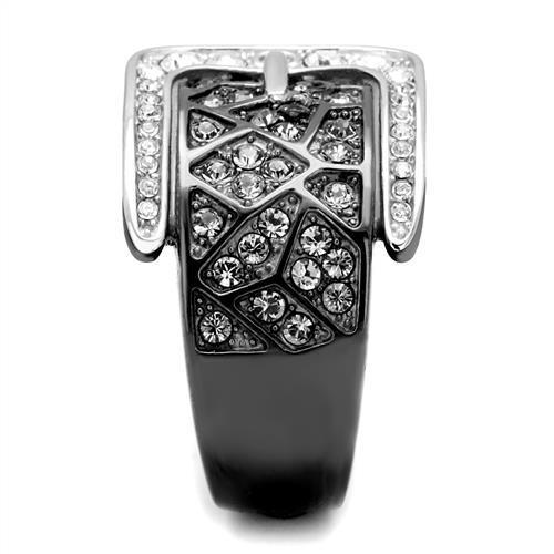 TK2769 - Two-Tone IP Black Stainless Steel Ring with Top Grade Crystal in Black Diamond