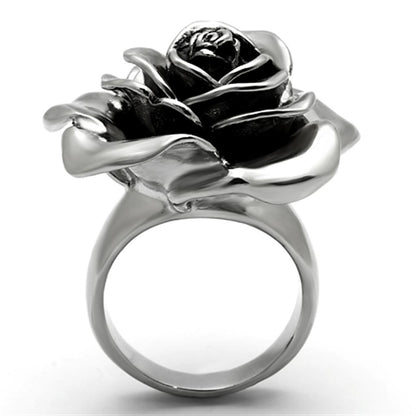 TK923 - High polished (no plating) Stainless Steel Ring with Epoxy in Jet