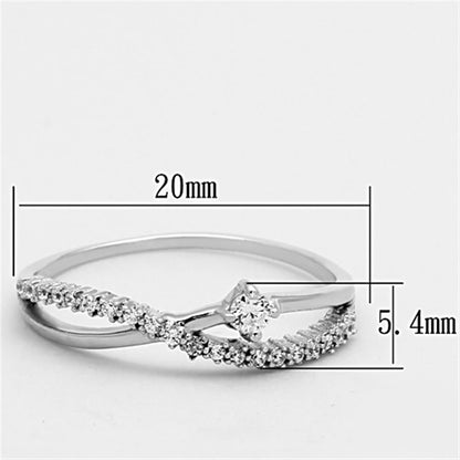 TS144 - Rhodium 925 Sterling Silver Ring with AAA Grade CZ in Clear