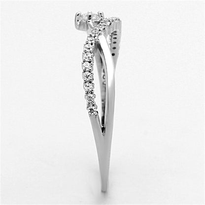 TS144 - Rhodium 925 Sterling Silver Ring with AAA Grade CZ in Clear