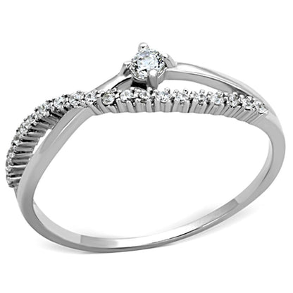 TS144 - Rhodium 925 Sterling Silver Ring with AAA Grade CZ in Clear