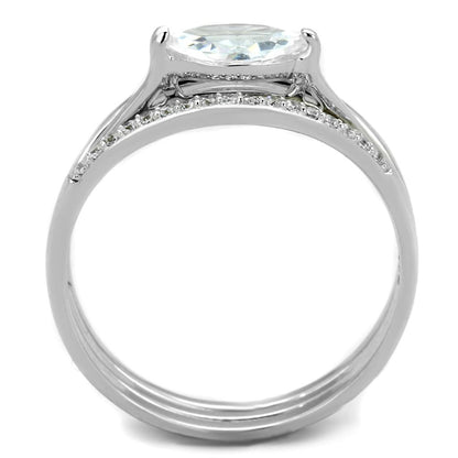 TS208 - Rhodium 925 Sterling Silver Ring with AAA Grade CZ in Clear