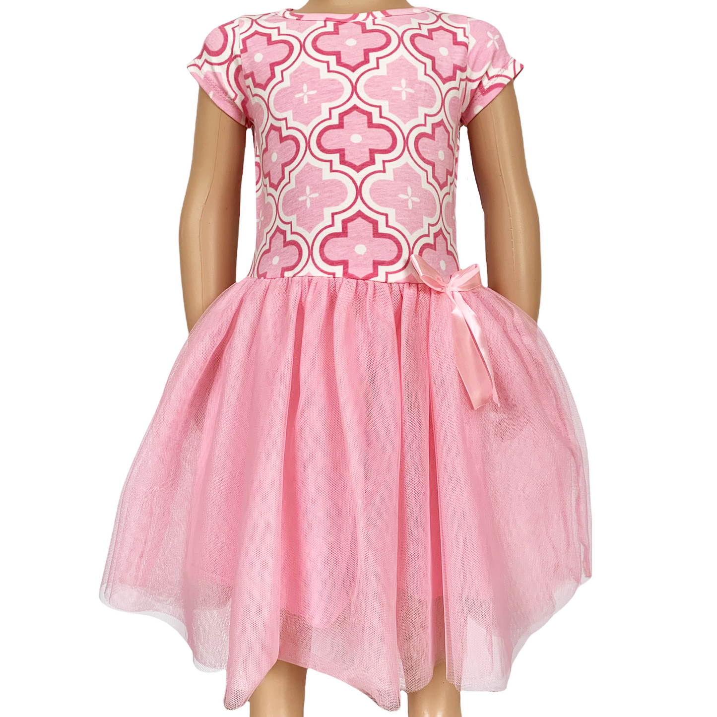 AnnLoren Girls Dress Pink Tulle & Pink Arabesque Party Dress-0