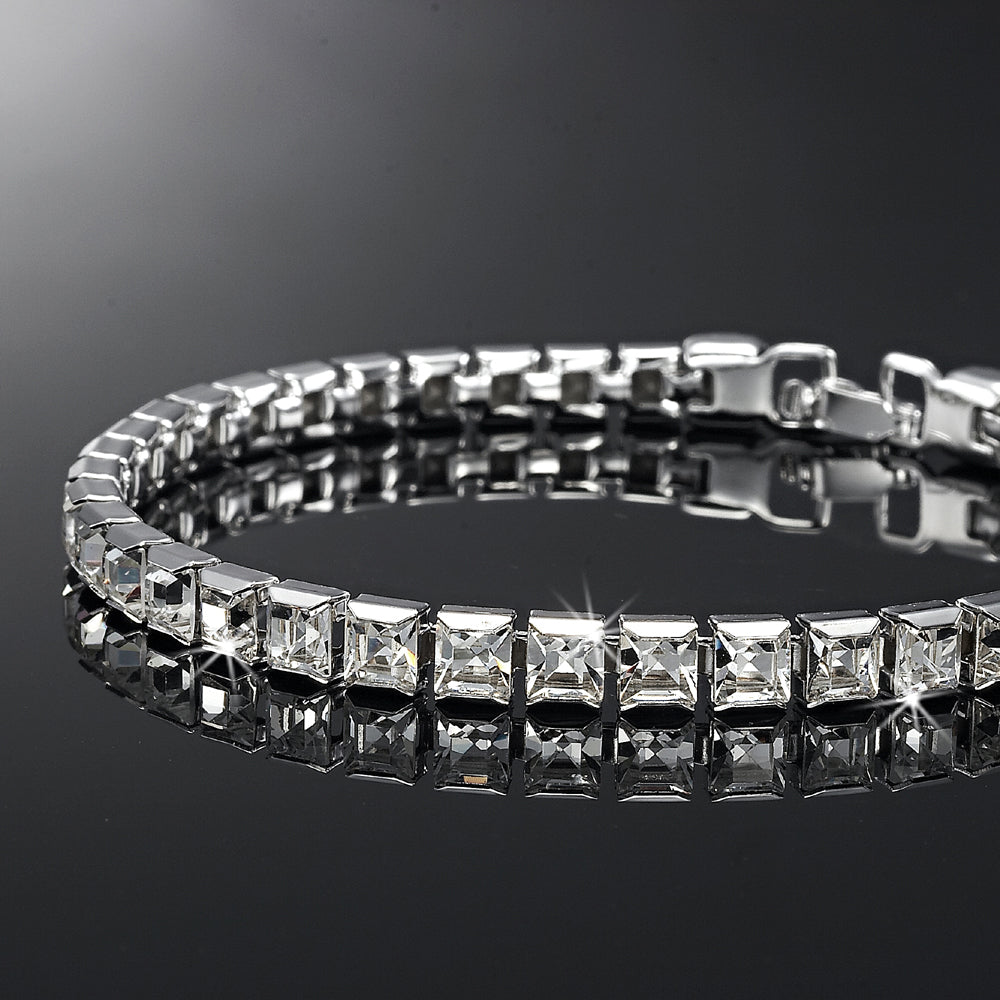 Quality Rhodium Plated Tennis Bracelet Made with SWAROVSKI® Crystals - USA Made-2