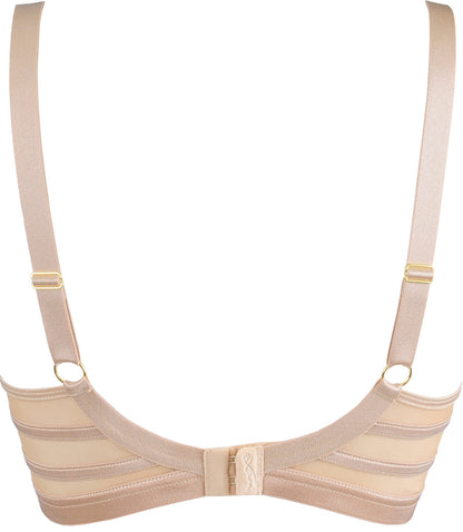 Soft Sheer Mesh Balconette Bra Axami Stripe Nude-3