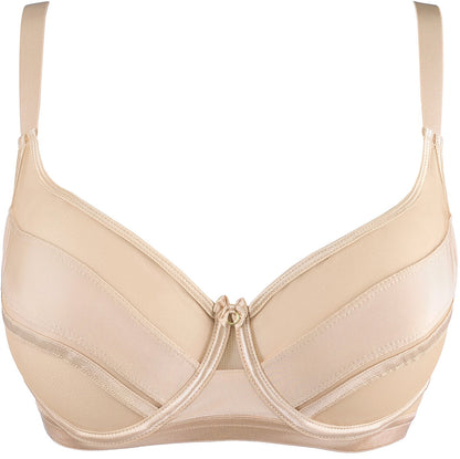 Soft Sheer Mesh Balconette Bra Axami Stripe Nude-2