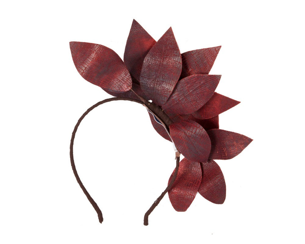 Bespoke burgundy wine flower headband-3
