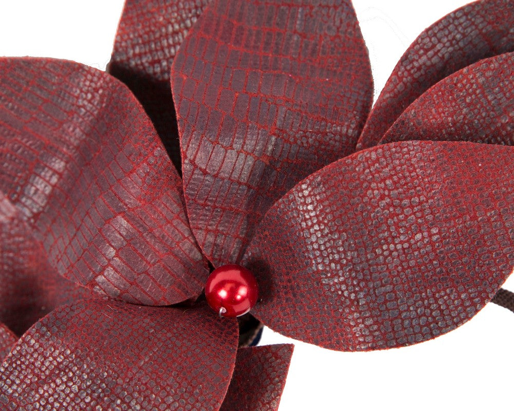 Bespoke burgundy wine flower headband-2