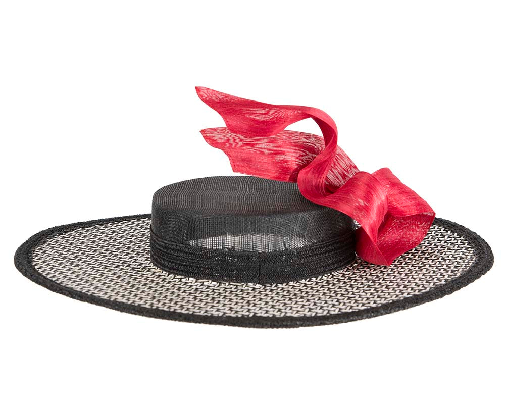 Exclusive black, white & red boater hat by Beleivera-6