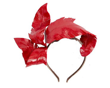 Bespoke red leather fascinator by BELIEVERA-1