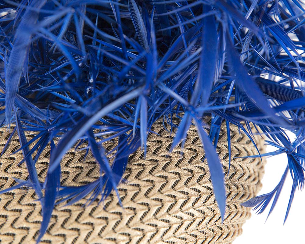 Bespoke Gold and Blue fascinator by BELEIVERA