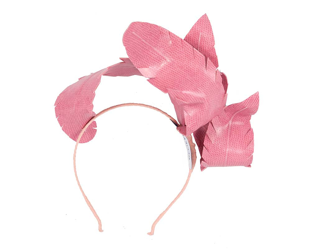 Bespoke dusty pink leather fascinator by BELEIVERA
