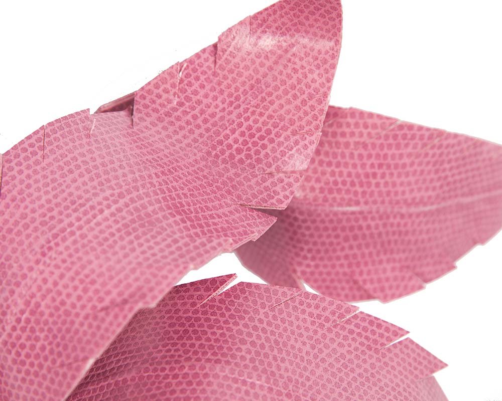 Bespoke dusty pink leather fascinator by BELEIVERA