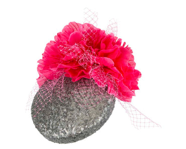 Bespoke Silver & Hot Pink fascinator by BELIEVERA-1