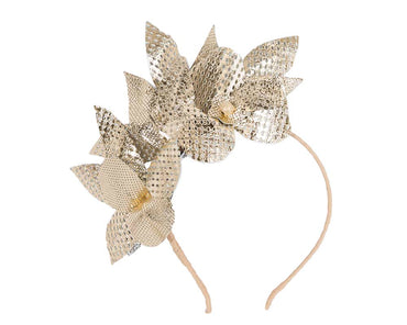 Metallic gold leather fascinator by BELIEVERA-1