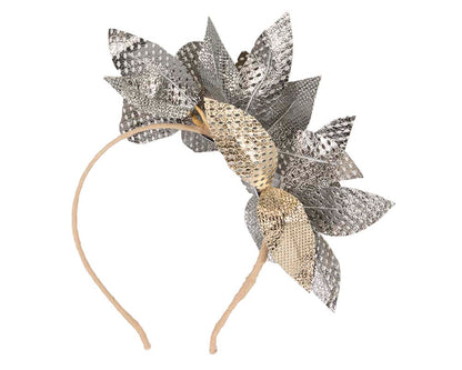 Metallic gold leather fascinator by BELIEVERA-3