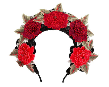 Exclusive large red flowers crown headband by BELIEVERA-1