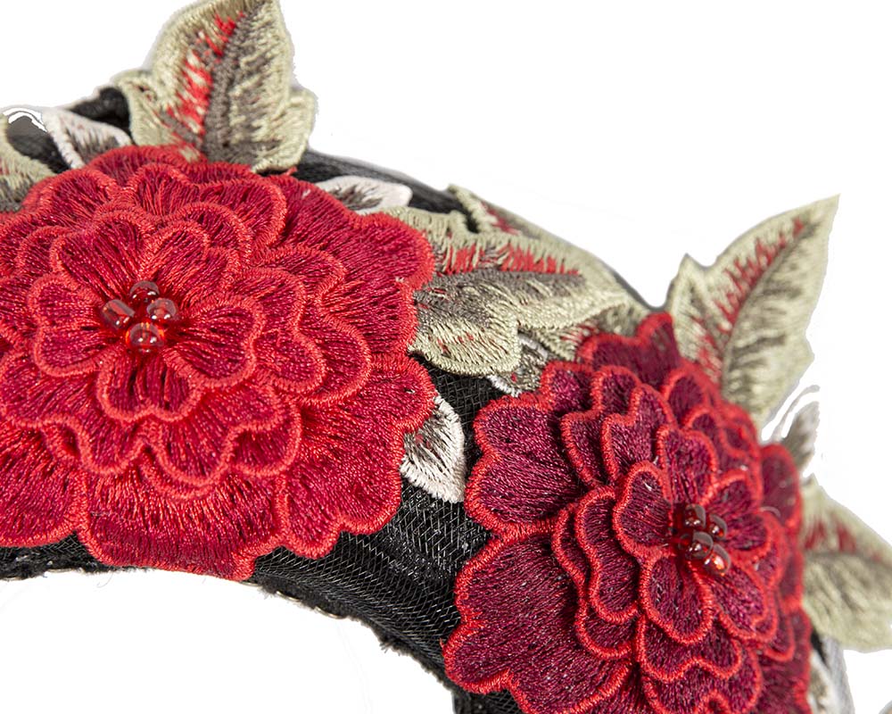 Exclusive large red flowers crown headband by BELIEVERA-2
