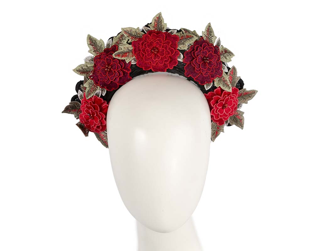 Exclusive large red flowers crown headband by BELIEVERA-0