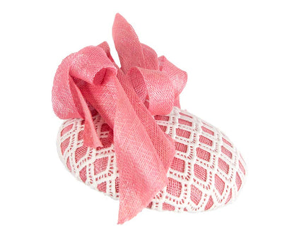 Pink and white pillbox fascinator by BELEIVERA