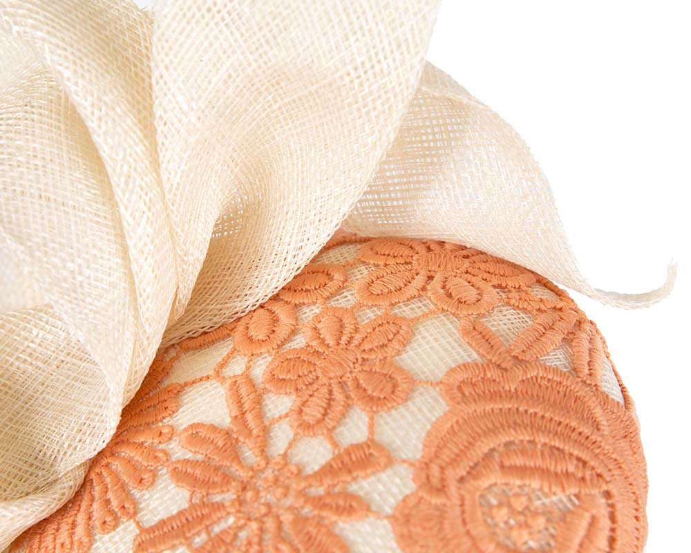 Cream and Orange pillbox fascinator by BELEIVERA