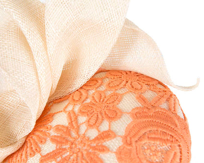 Cream and Orange pillbox fascinator by BELEIVERA