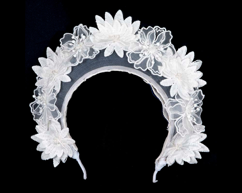 White crown headband fascinator by BELIEVERA-1