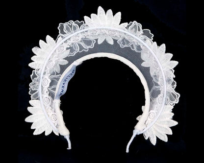 White crown headband fascinator by BELIEVERA-3