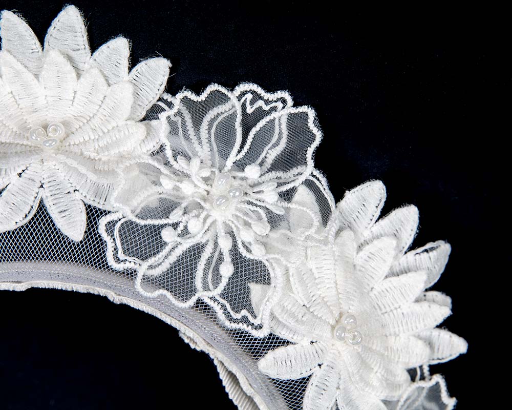 White crown headband fascinator by BELIEVERA-2