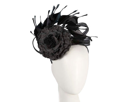Black flower and feathers fascinator by BELIEVERA-0