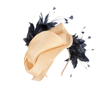Bespoke nude & navy fascinator by BELEIVERA