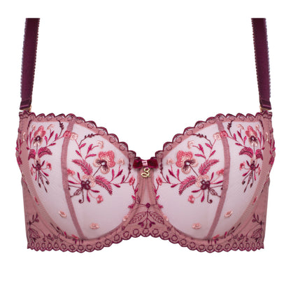 Sheer Mesh Embroidered Balconette Bra Viola-2