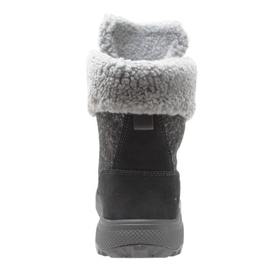 Women's Black Microfleece Lace Winter Leather Boots