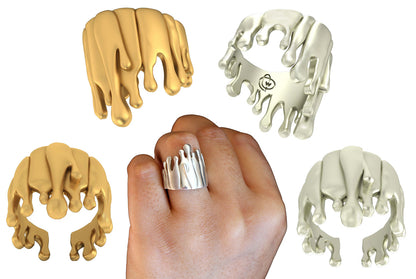 Antonio Wehrli Gravity Paint Drip Ring: Art into Jewelry-Sterling Silver