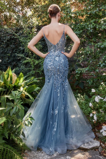 Fitted Mermaid Sequin Embellished Beaded Lace Applique Long Prom & Bridesmaid Dress CDA1118-0