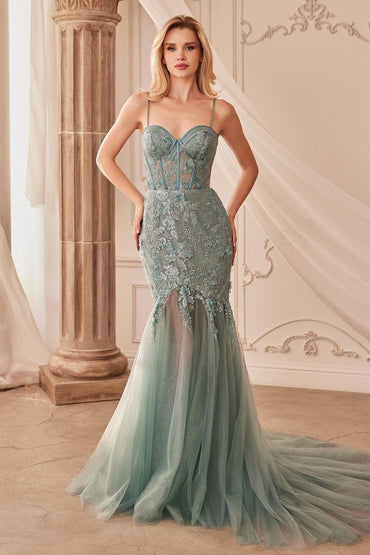 FIT & FLARE EMBELLSIHED GOWN CDA1232-1