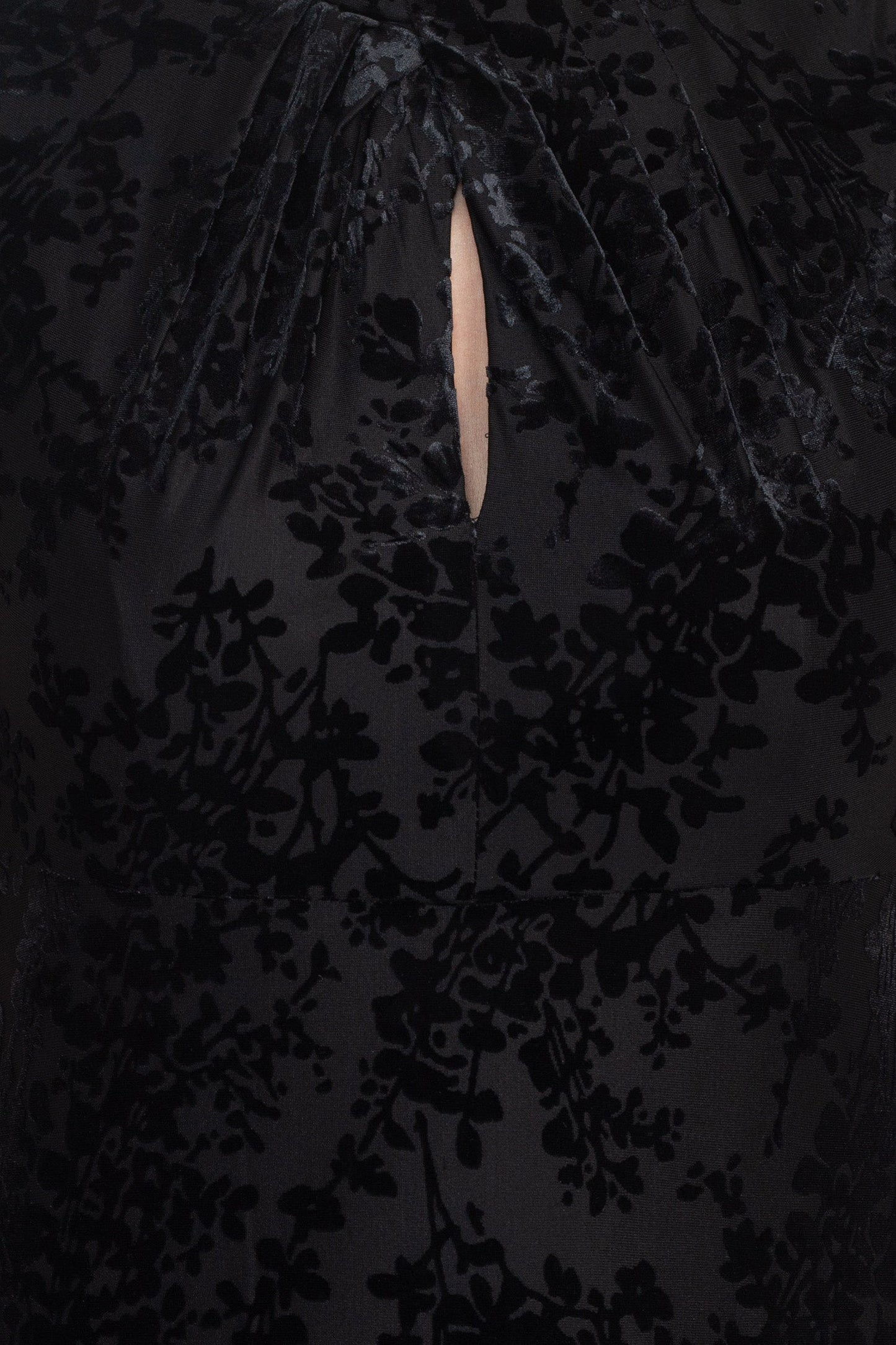 Adrianna Papell High Mock Neck Empire Waist Cap Flare Sleeves Velvet Short Dress