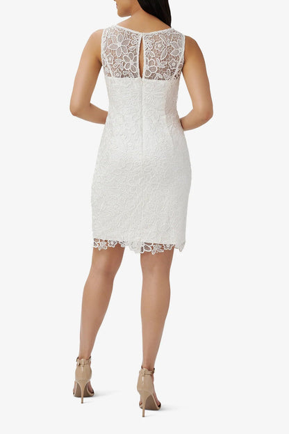 Adrianna Papell Boat Neck Sleeveless Back Zipper Short Lace Dress