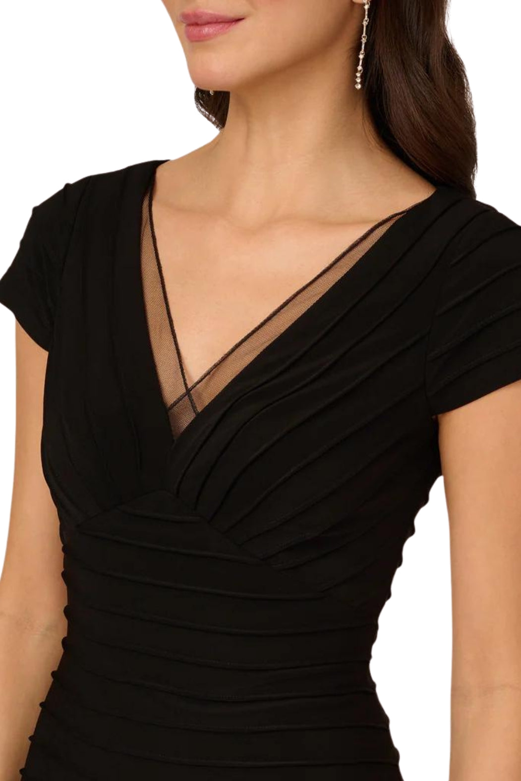 Adrianna Papell V-neck Lace Pintuck Sheath Jersey Dress - Wholesale