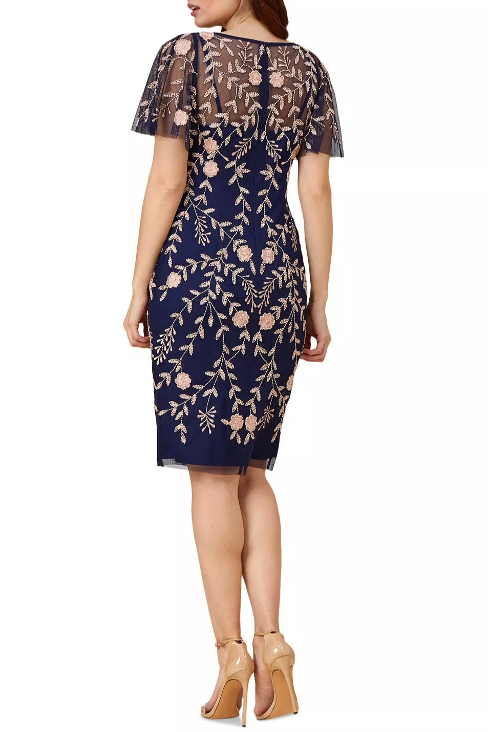 Adrianna Papell flutter sleeve sheath sequin dress