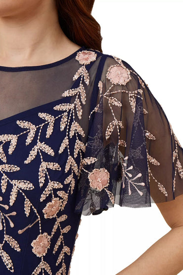 Adrianna Papell flutter sleeve sheath sequin dress