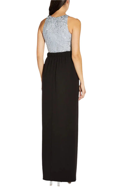 Adrianna Papell Mid Banded Waist Ruffled Slit Side Solid Long Knot Crepe Skirt-3
