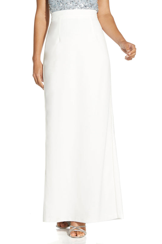 Adrianna Papell elastic waist slit back long crepe skirt-0
