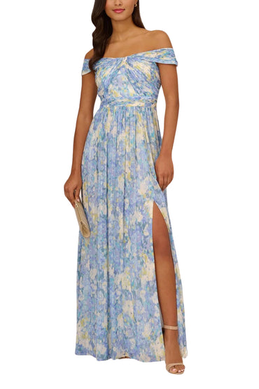 Adrianna Papell Off the Shoulder Chiffon Gown-1