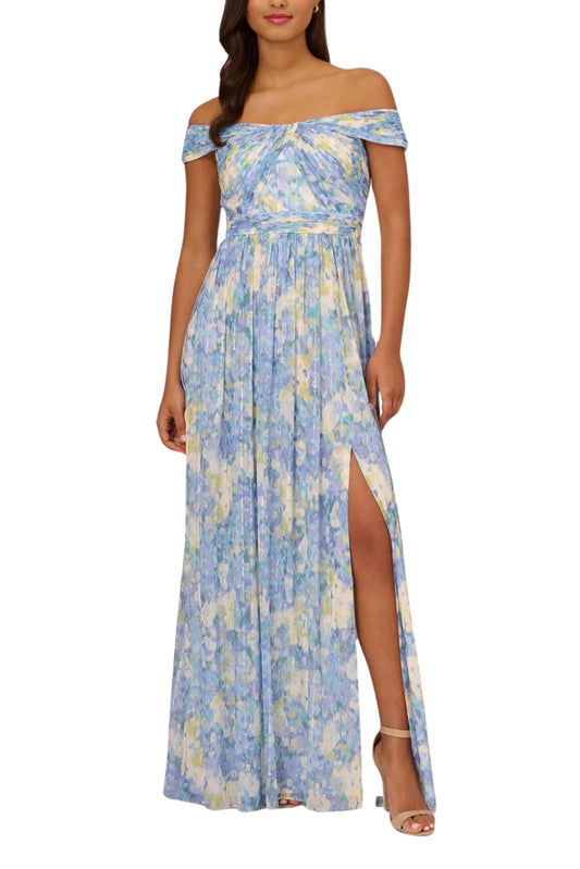 Adrianna Papell Off the Shoulder Chiffon Gown-0