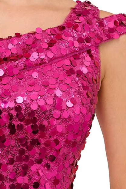 Adrianna Papell Sequin One Shoulder Sheath Dress-2