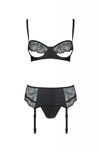 Sexy Open Cup Bra & Sheer Lace Garter String Set Passion Astrida-2