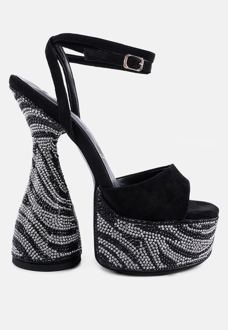 Backstage Rhinestone Embellished Ultra High Platform Sandals-0