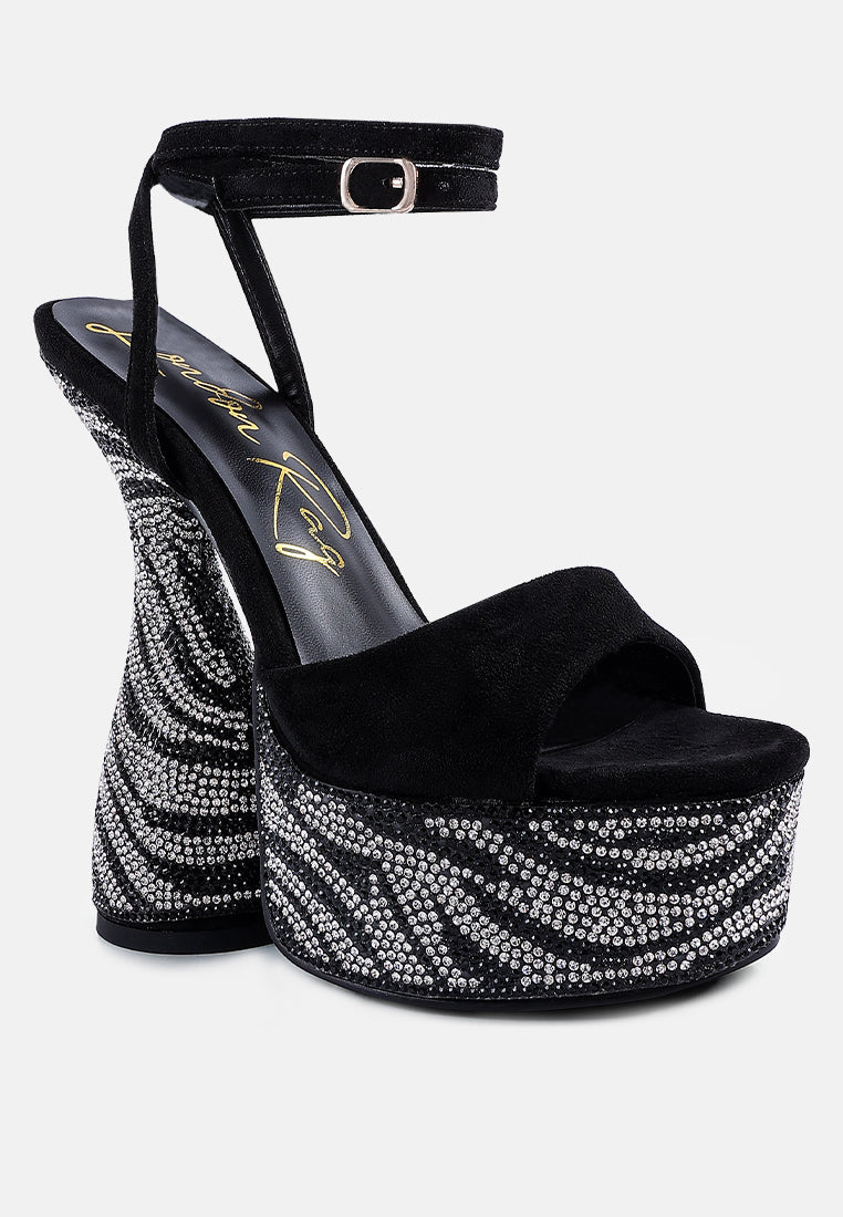 Backstage Rhinestone Embellished Ultra High Platform Sandals-2