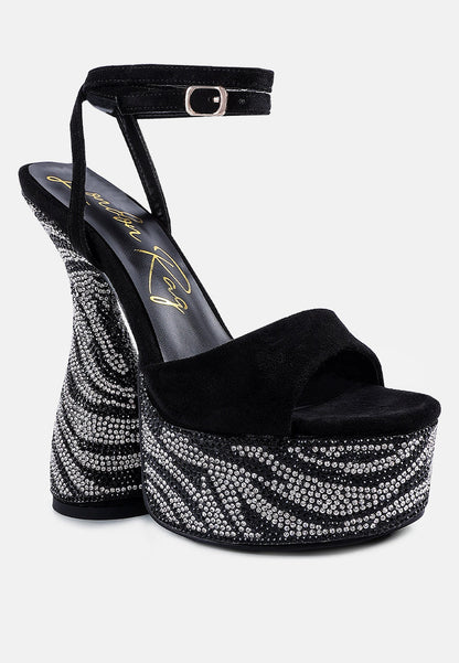 Backstage Rhinestone Embellished Ultra High Platform Sandals-2